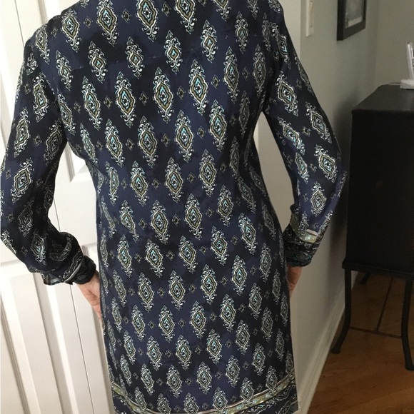 RIANI dress. Blue print.with turquoise and green, white - Picture 3 of 4